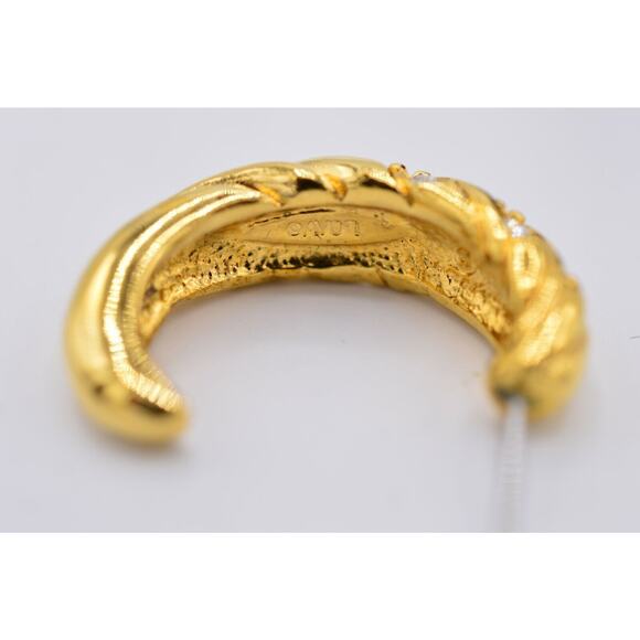 Avon Vintage Hoops Earrings Pave Rhinestone Crystal Gold Tone Signed 1980s 9M - Picture 11 of 12